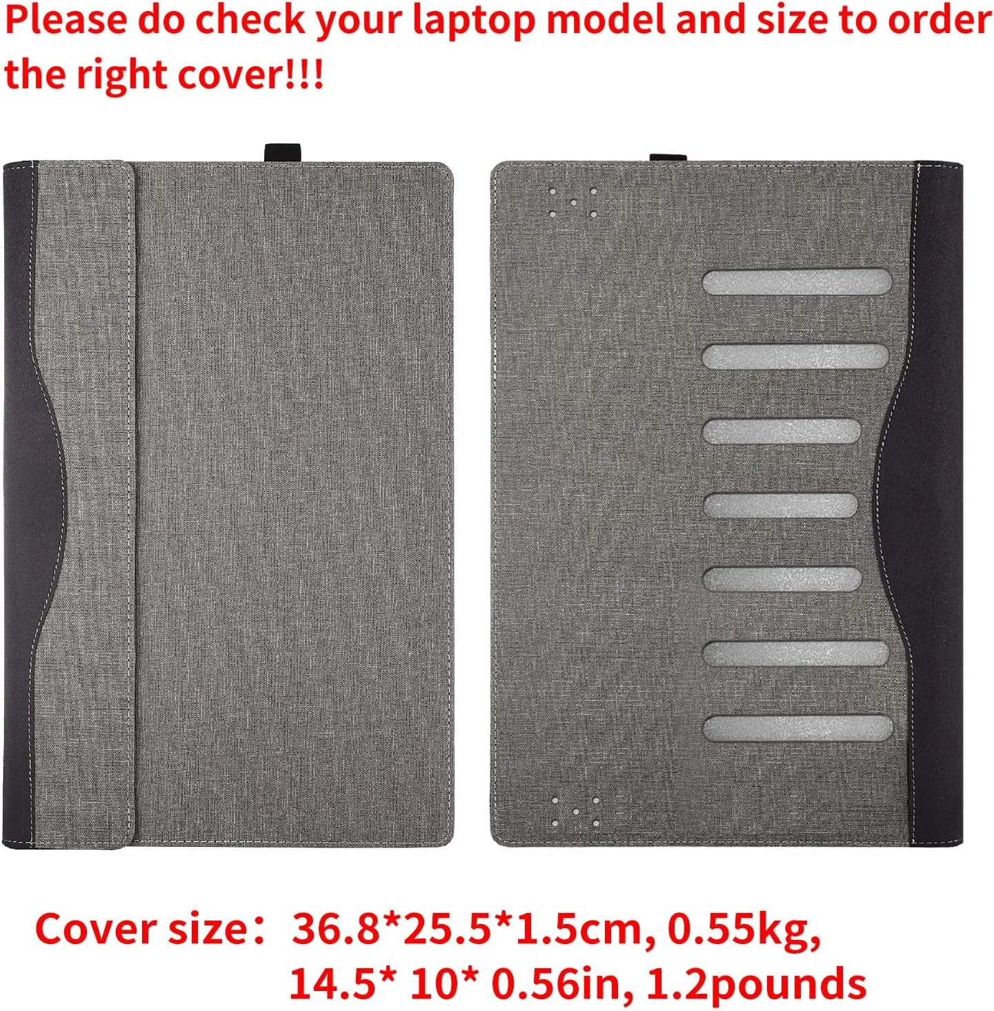 Laptop Case Cover for Hp Spectre X360 16 16-aa for Envy X360 16 16-ad 16-ac [Do Check Model] Notebook Sleeve Computer Bag Protective PU Shell Accessories with Heat Dissipation Hole (Light Grey)