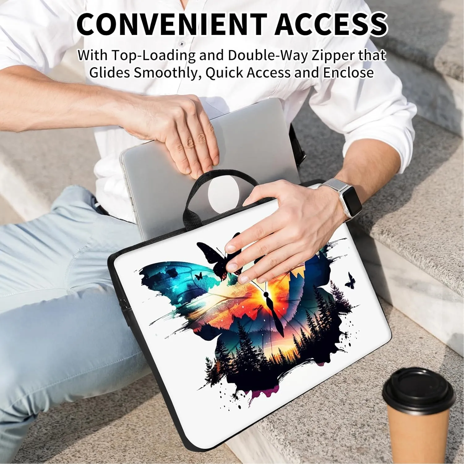 Laptop Sleeve 16 inch,17" Laptop Sleeve with Handle,Compatible for MacBook pro/HP/Lenovo/Dell 16-17 inch,Paded Computer Sleeve Laptop Carrying Case Bag for Women-Butterfly Scrap