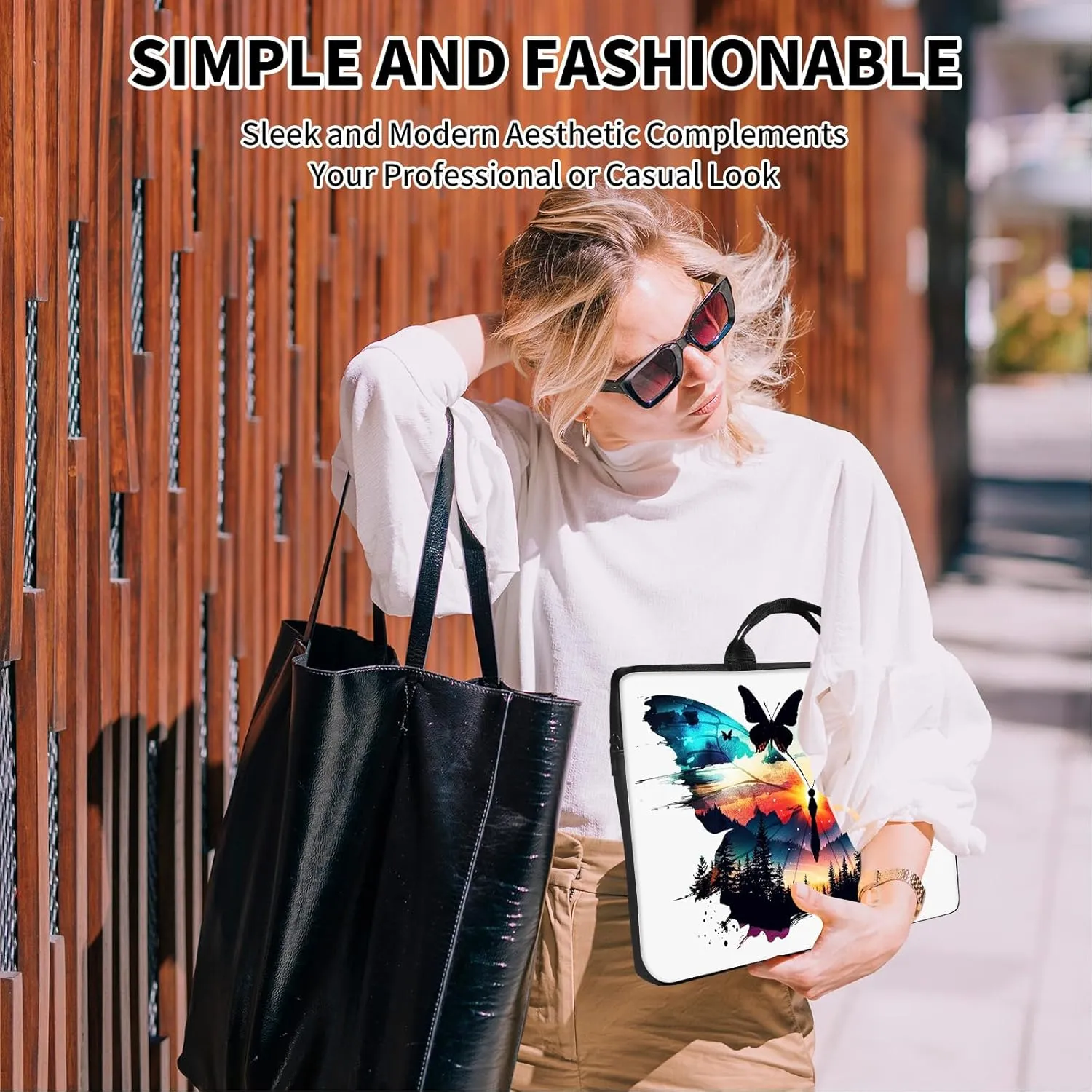 Laptop Sleeve 16 inch,17" Laptop Sleeve with Handle,Compatible for MacBook pro/HP/Lenovo/Dell 16-17 inch,Paded Computer Sleeve Laptop Carrying Case Bag for Women-Butterfly Scrap