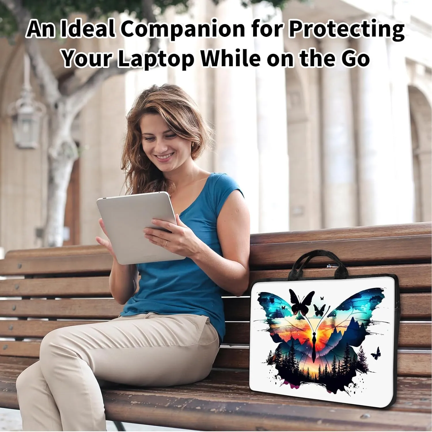 Laptop Sleeve 16 inch,17" Laptop Sleeve with Handle,Compatible for MacBook pro/HP/Lenovo/Dell 16-17 inch,Paded Computer Sleeve Laptop Carrying Case Bag for Women-Butterfly Scrap
