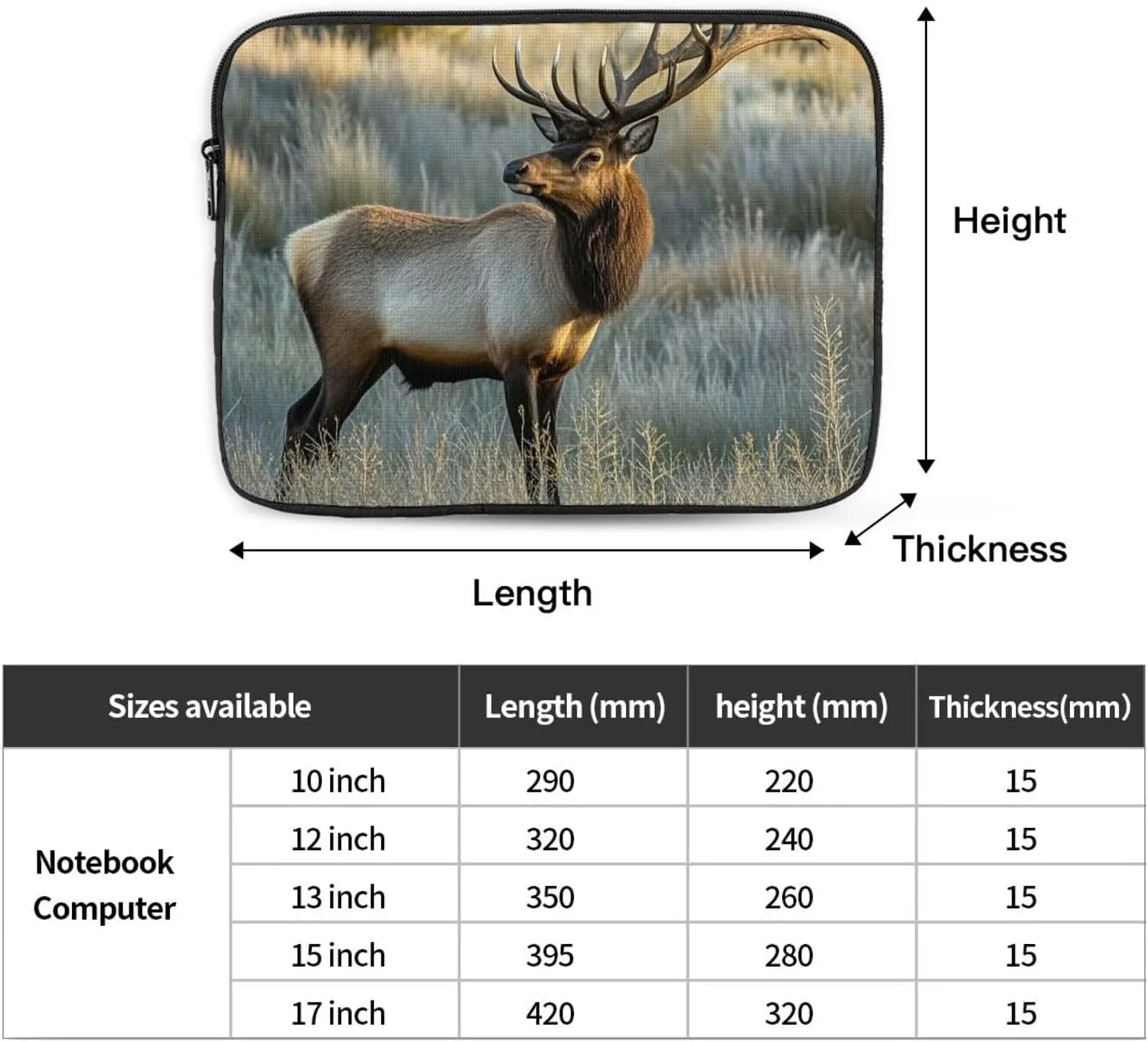 Laptop Sleeve Case 13 inch Shockproof Protective Notebook Case Elk in The Meadow Laptop Bag Traveling Computer Cover