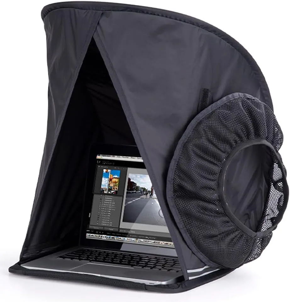 Laptop Sun Shade, Portable Glare Screen Hood, Fits up to 17" Device, Anti-Peeping, Improve Work Concentration, Back Heat Dissipation Design, Foldable Storage, for Below Indoors and Outdoors