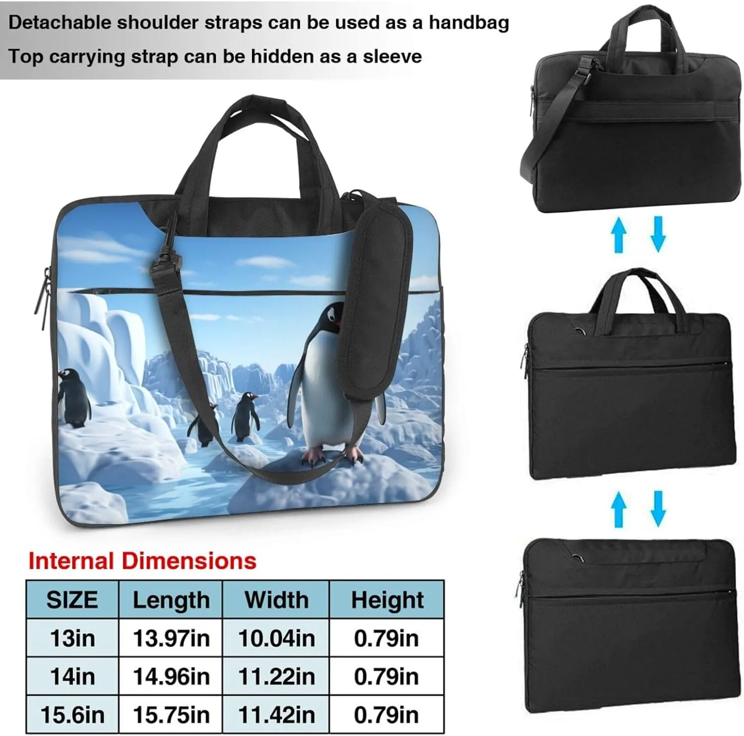 Laptop Tote Bag Men Women Penguin Antarctica Ice Shoulder Laptop Sleeve Briefcase Messenger Computer Bag