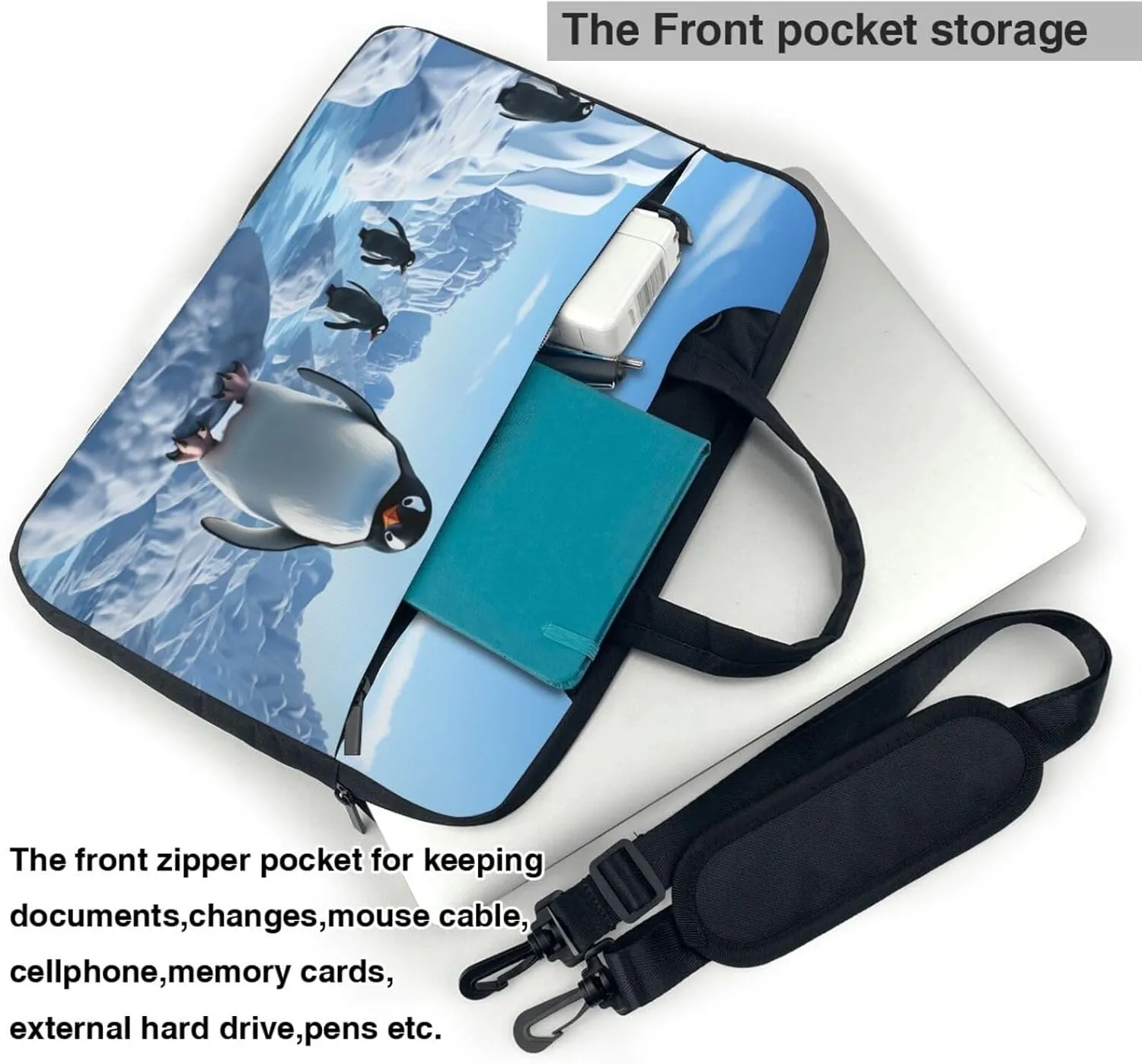 Laptop Tote Bag Men Women Penguin Antarctica Ice Shoulder Laptop Sleeve Briefcase Messenger Computer Bag