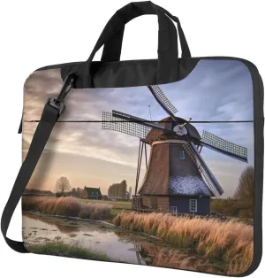 Laptop Tote Bag Men Women Traditional Windmill Shoulder Laptop Sleeve Briefcase Messenger Computer Bag