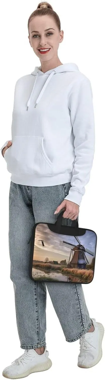 Laptop Tote Bag Men Women Traditional Windmill Shoulder Laptop Sleeve Briefcase Messenger Computer Bag