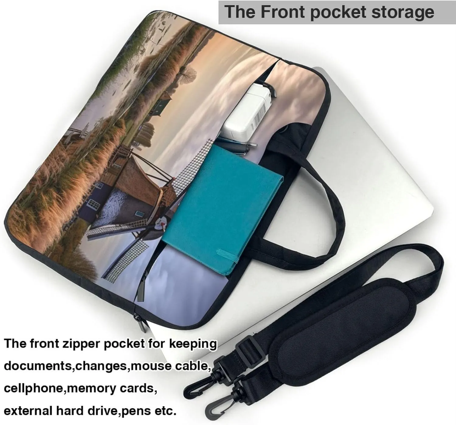 Laptop Tote Bag Men Women Traditional Windmill Shoulder Laptop Sleeve Briefcase Messenger Computer Bag