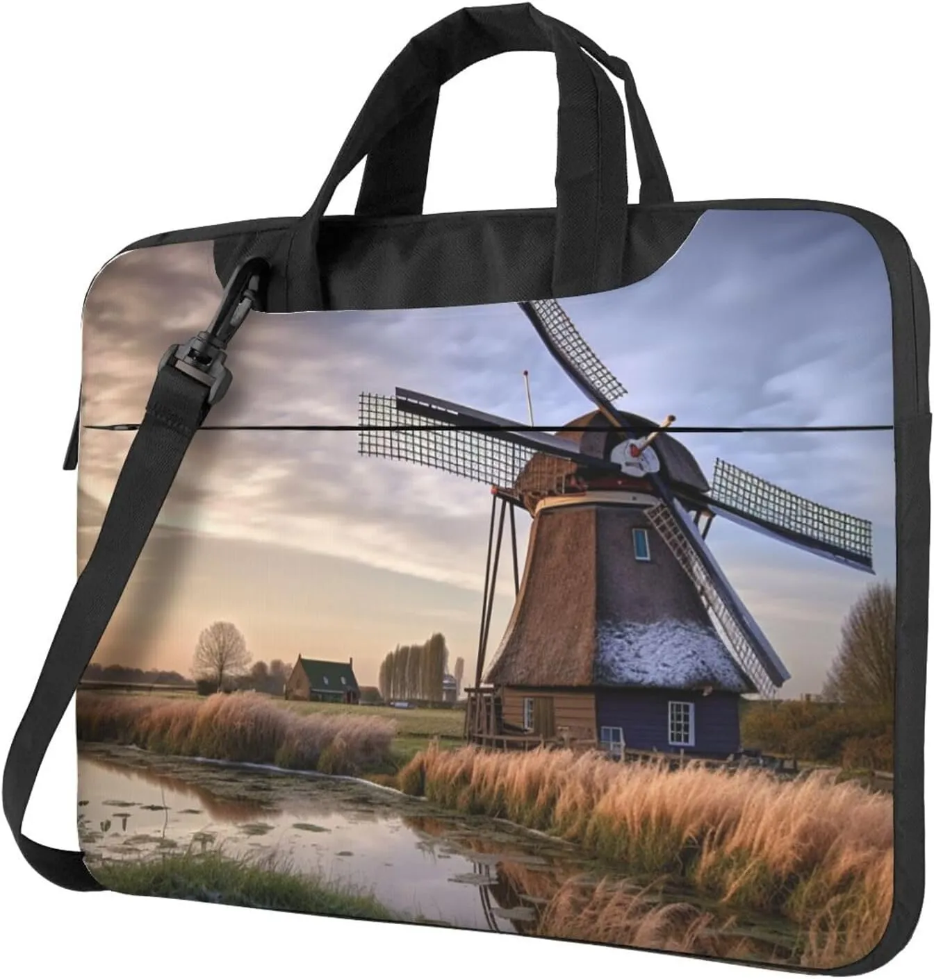 Laptop Tote Bag Men Women Traditional Windmill Shoulder Laptop Sleeve Briefcase Messenger Computer Bag