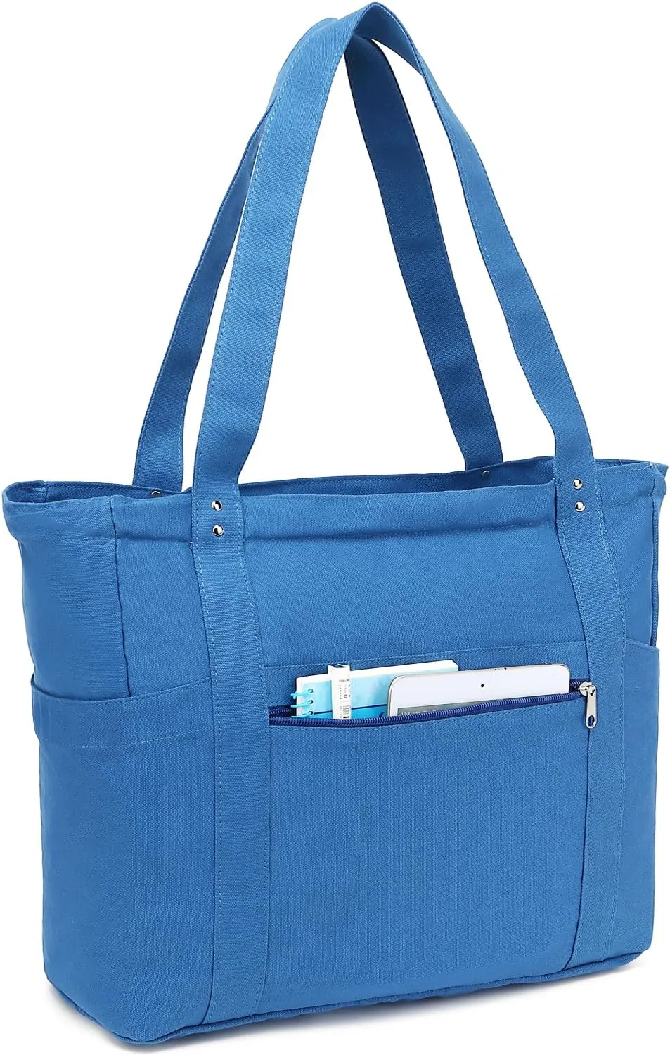 Large Canvas Tote Bag for Women, Shoulder Handbag with Laptop Compartment for College Work Nurse Travel Gym