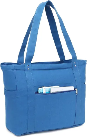 Large Canvas Tote Bag for Women, Shoulder Handbag with Laptop Compartment for College Work Nurse Travel Gym