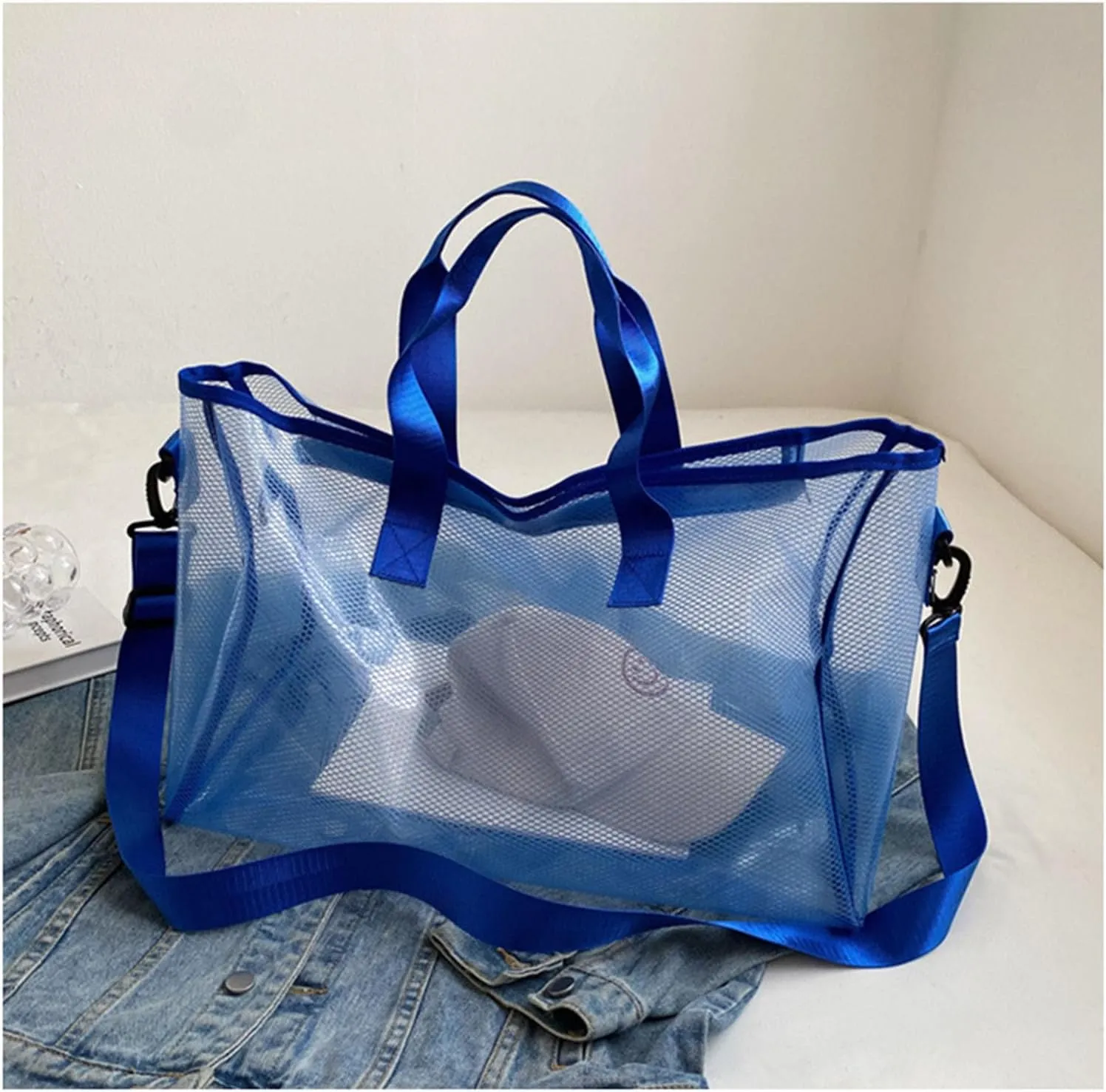 Large Heavy Duty Clear Waterproof Duffel Bag Travel Bag,Clear Weekender Bag With Zipper Handle,Beach Bag