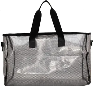 Large Heavy Duty Clear Waterproof Duffel Bag Travel Bag,Clear Weekender Bag With Zipper Handle,Beach Bag
