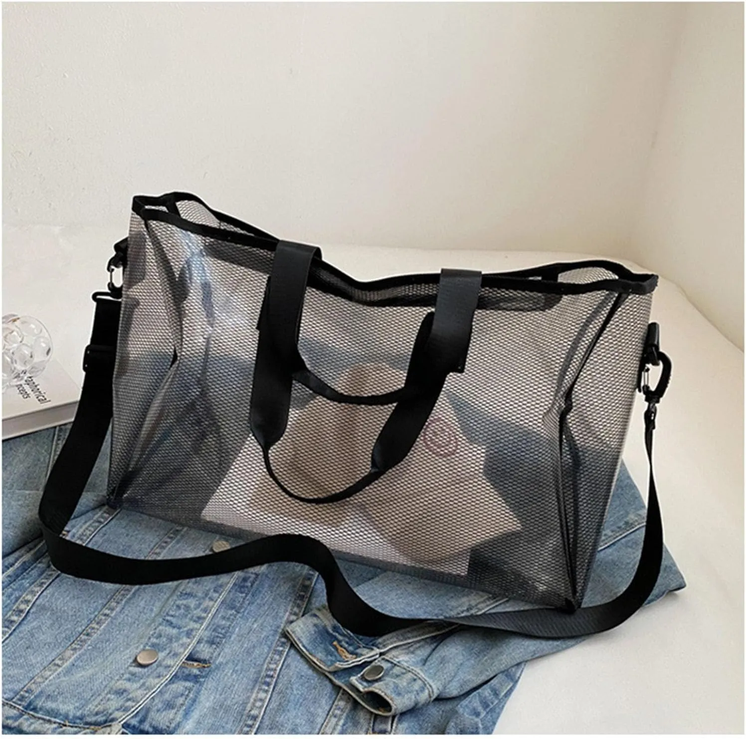 Large Heavy Duty Clear Waterproof Duffel Bag Travel Bag,Clear Weekender Bag With Zipper Handle,Beach Bag