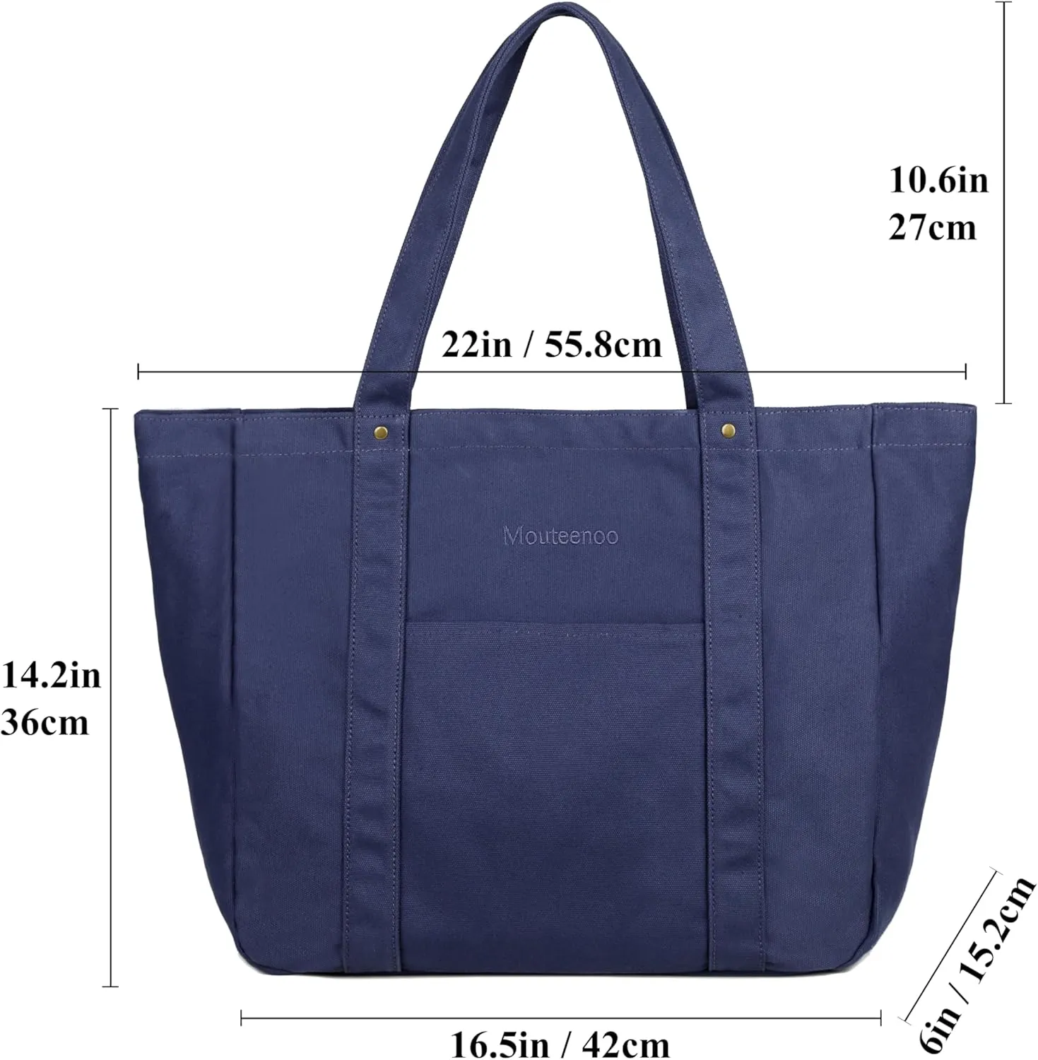 Large Tote Bag for Women with Zipper Closure and Laptop Compartment Canvas Shoulder Bag for Work Holiday and Travel