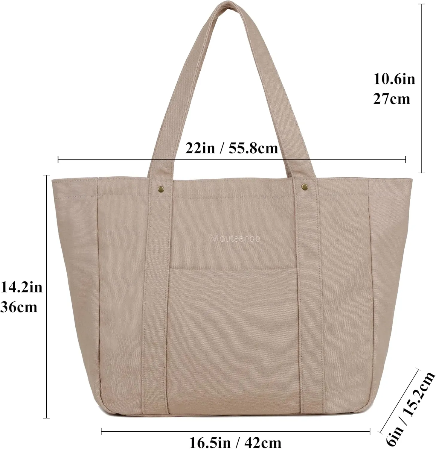 Large Tote Bag for Women with Zipper Closure and Laptop Compartment Canvas Shoulder Bag for Work Holiday and Travel