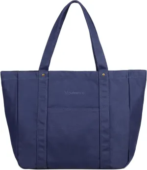 Large Tote Bag for Women with Zipper Closure and Laptop Compartment Canvas Shoulder Bag for Work Holiday and Travel