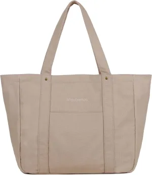 Large Tote Bag for Women with Zipper Closure and Laptop Compartment Canvas Shoulder Bag for Work Holiday and Travel