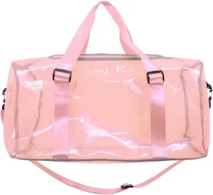 Large Transparent Bag See Through Tote Bag Shoulder Strap Beach Bag Transparent Work Bag Waterproof Travel Bag (Pink)