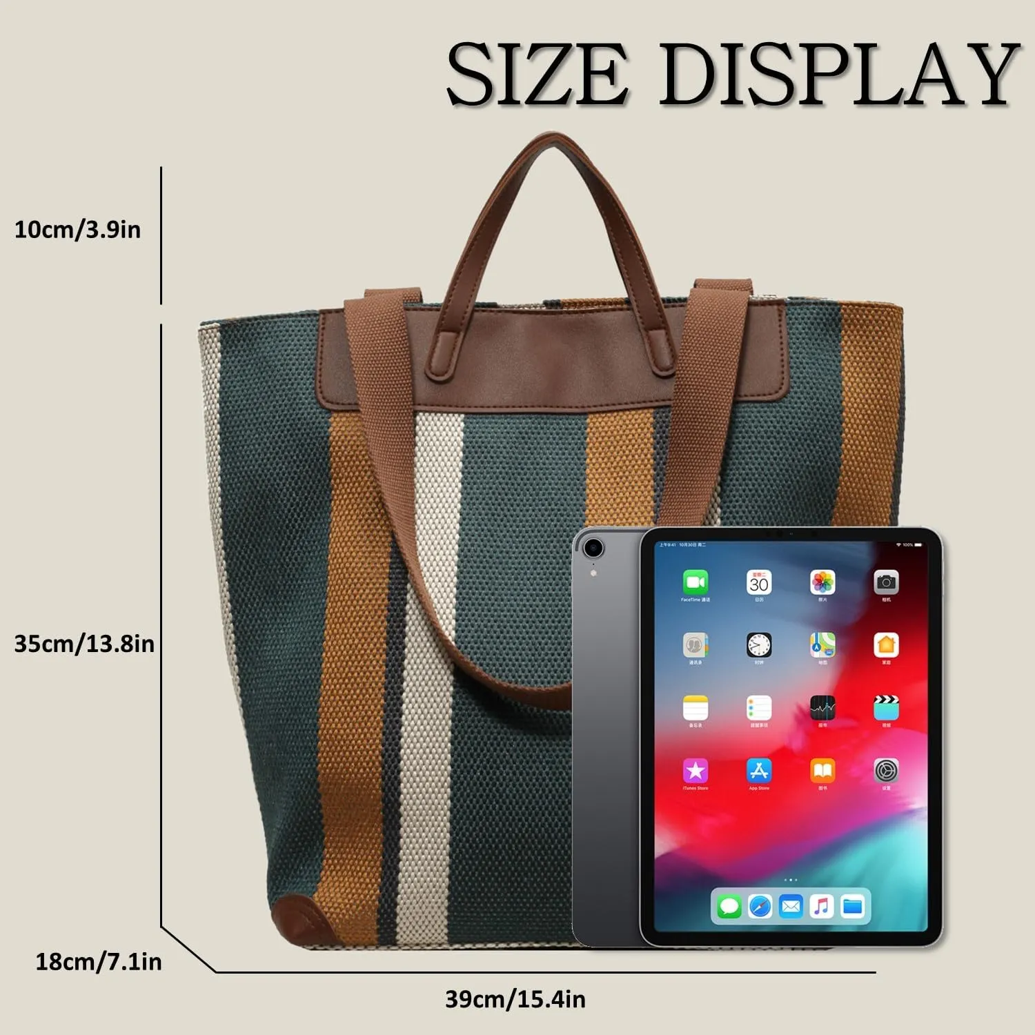 Large Women's Work Tote Bag – Laptop Compartment,Canvas Shoulder Bag for Office & Daily Use,Tote Bag with Spacious Storage