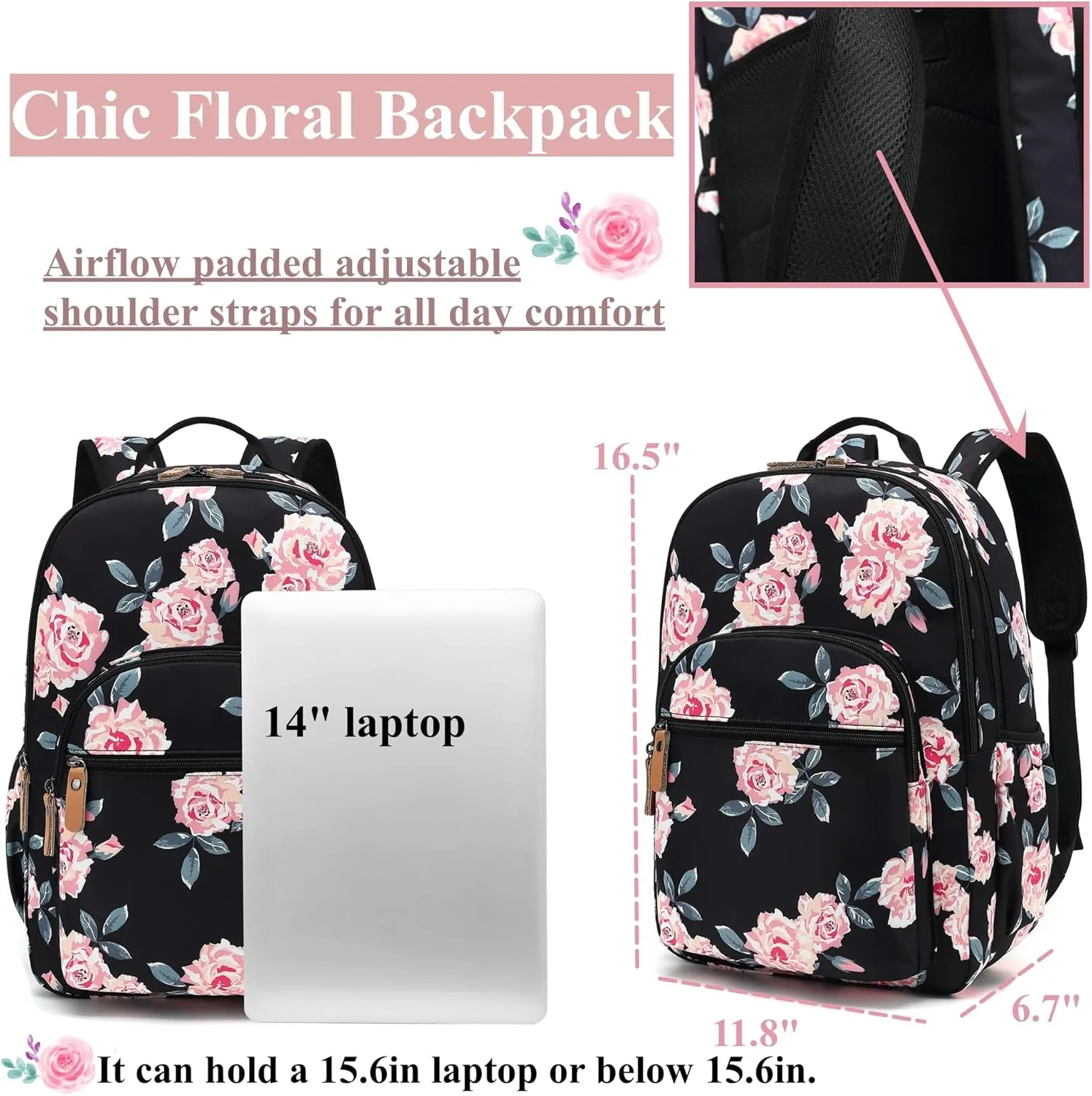 Leaper Water-resistant Cute Rabbit Laptop Backpack School Travel Bag Bunny Bookbags Satchel Black1