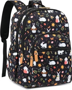 Leaper Water-resistant Cute Rabbit Laptop Backpack School Travel Bag Bunny Bookbags Satchel Black1
