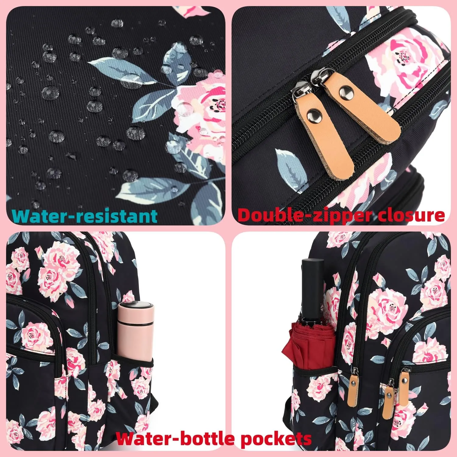 Leaper Water-resistant Cute Rabbit Laptop Backpack School Travel Bag Bunny Bookbags Satchel Black1