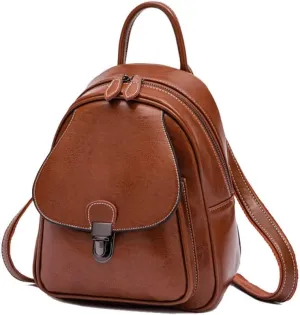 Leather Backpack Women Travel Bag Daypack for Women School Bag Backpacks, Brown, One Size