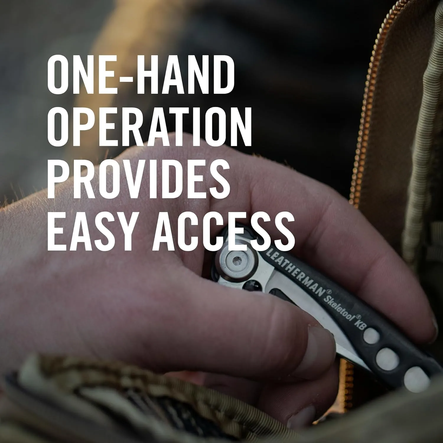 LEATHERMAN, Skeletool KB Pocketknife with Straight Edge, Stainless Steel Blade and Bottle Opener, Black