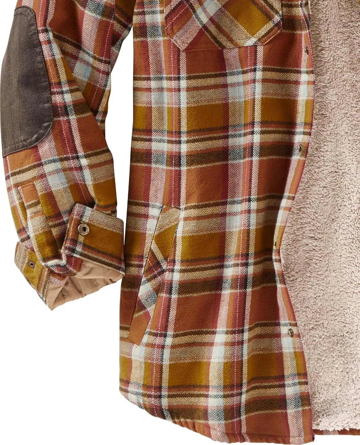 Legendary Whitetails Men's Camp Night Berber Lined Hooded Flannel Shirt Jacket