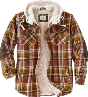 Legendary Whitetails Men's Camp Night Berber Lined Hooded Flannel Shirt Jacket