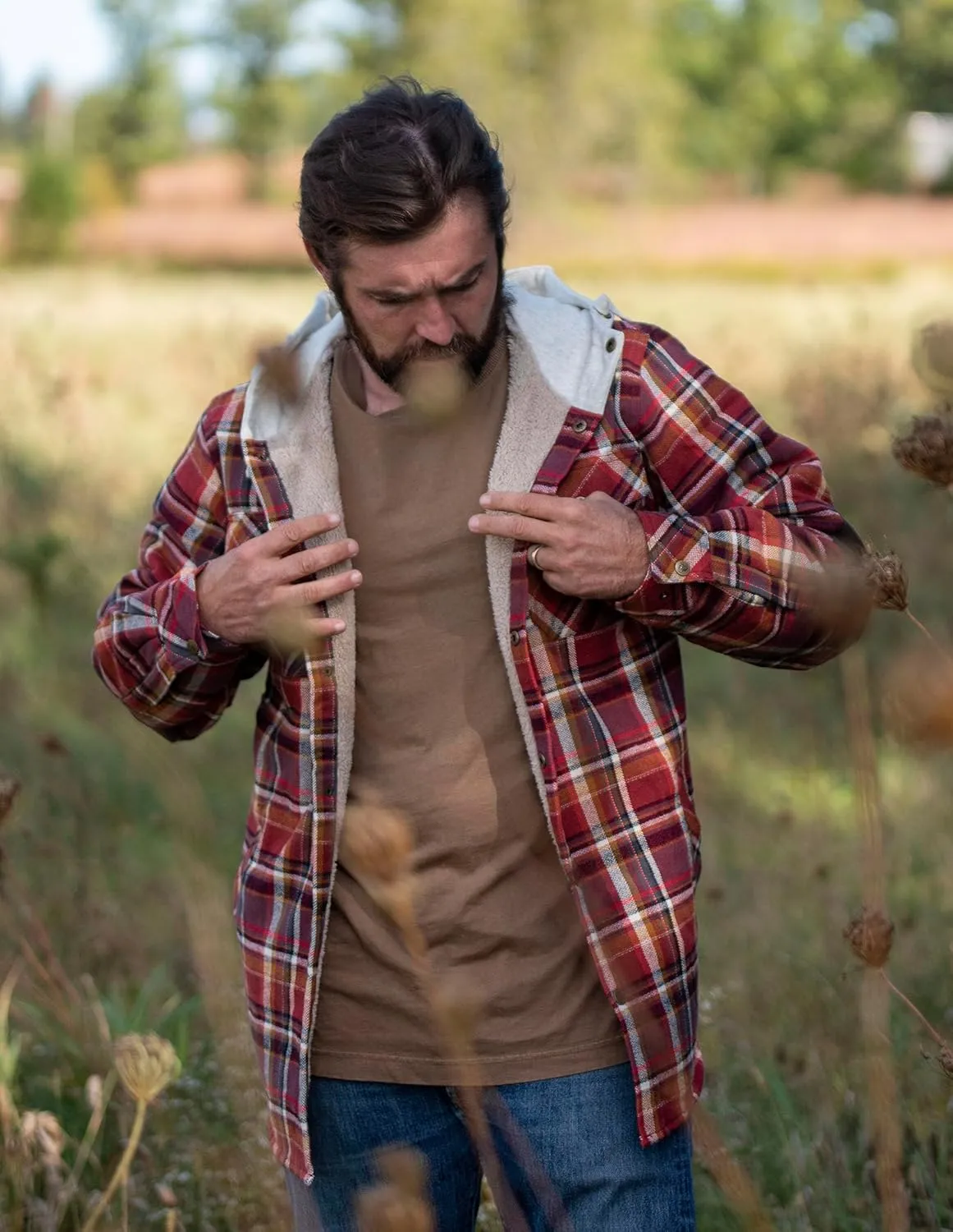Legendary Whitetails Men's Camp Night Berber Lined Hooded Flannel Shirt Jacket
