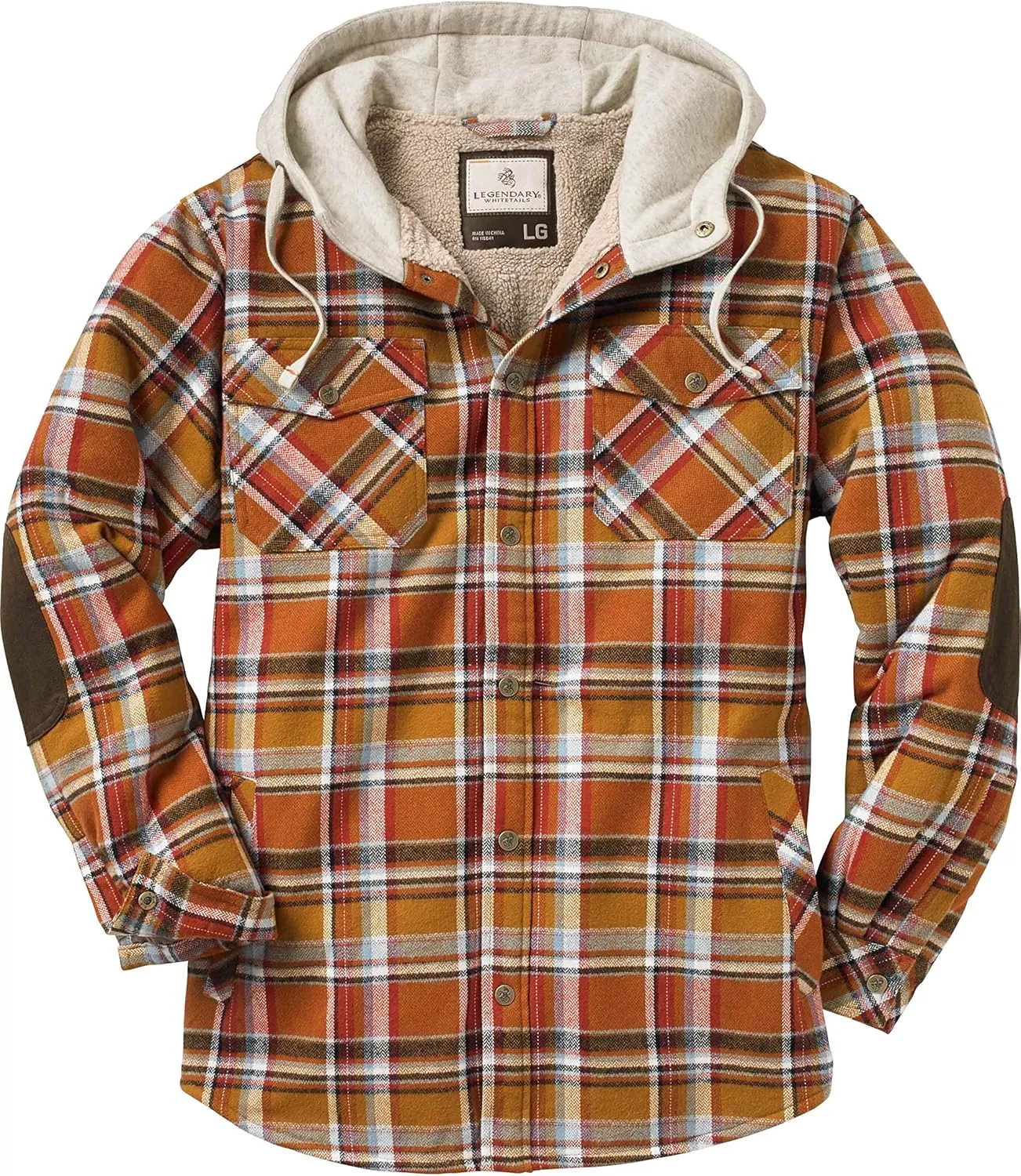 Legendary Whitetails Men's Camp Night Berber Lined Hooded Flannel Shirt Jacket