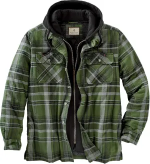 Legendary Whitetails Men's Maplewood Hooded Shirt Jacket, Army Green Plaid, 4X-Large