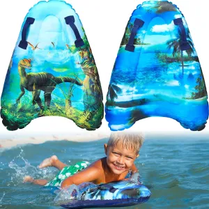 Leitee 2Pcs Inflatable Surf Body Board with Handles, Inflatable Surfboard for Beach Lightweight Swim Floating Surfboard for Kids Learning Surfing, 27.5"x21.7"x5.9"