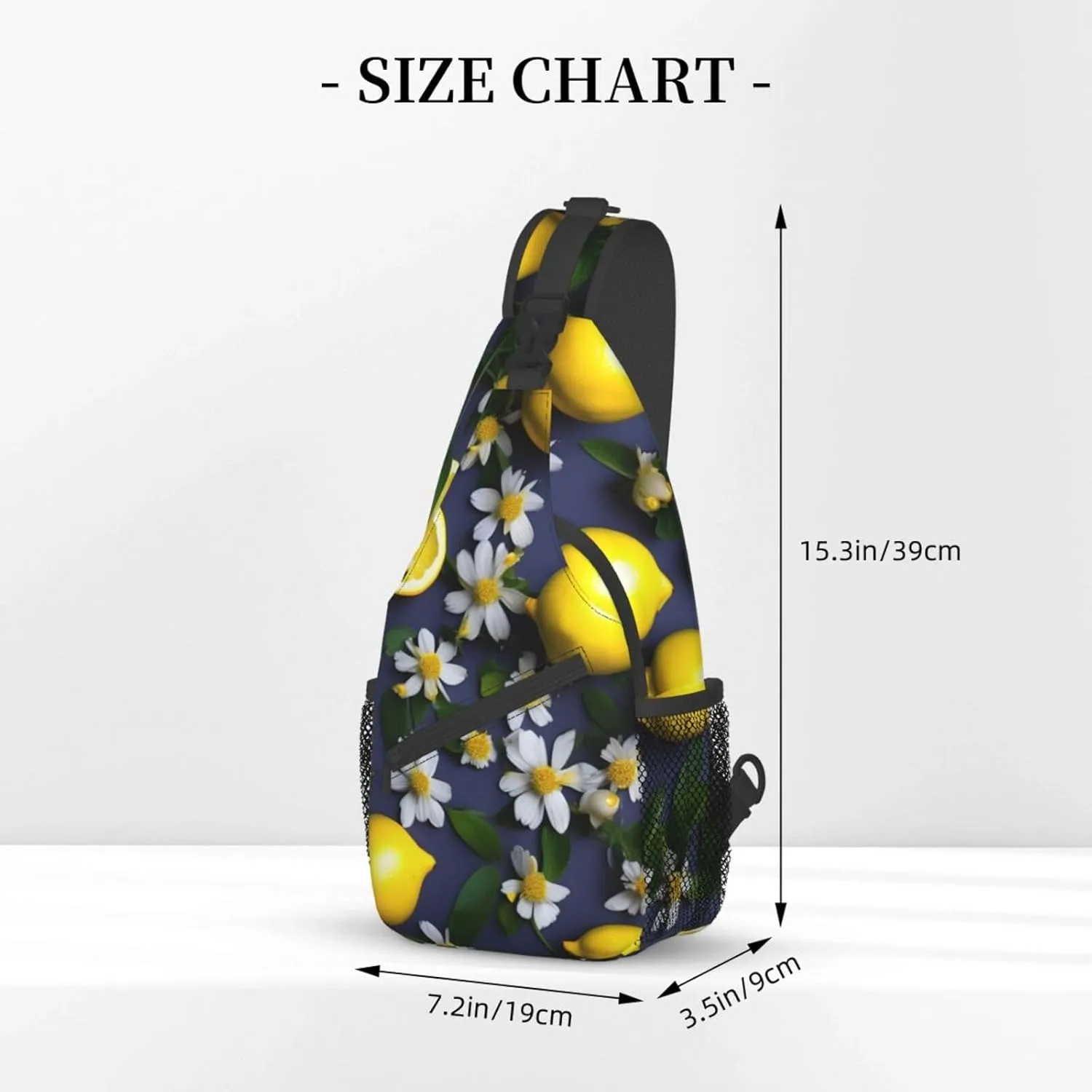 Lemon And Flower Unisex Casual Diagonal Chest Bag,Multipurpose Crossbody Shoulder Bag Travel Hiking Daypack