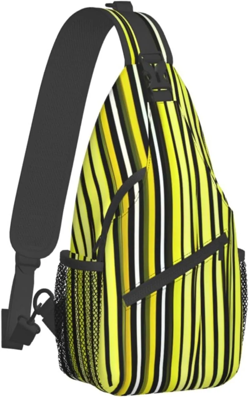 Lemon Zest Yellow Stripes Pattern Unisex Casual Diagonal Chest Bag,Multipurpose Crossbody Shoulder Bag Travel Hiking Daypack