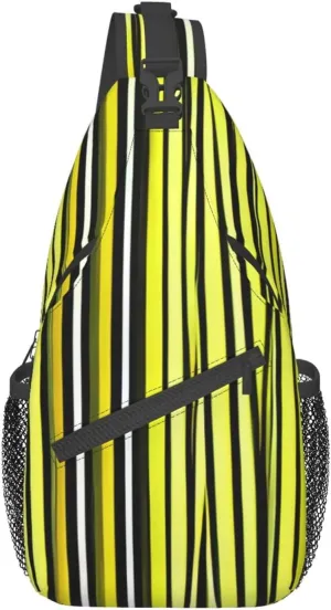 Lemon Zest Yellow Stripes Pattern Unisex Casual Diagonal Chest Bag,Multipurpose Crossbody Shoulder Bag Travel Hiking Daypack