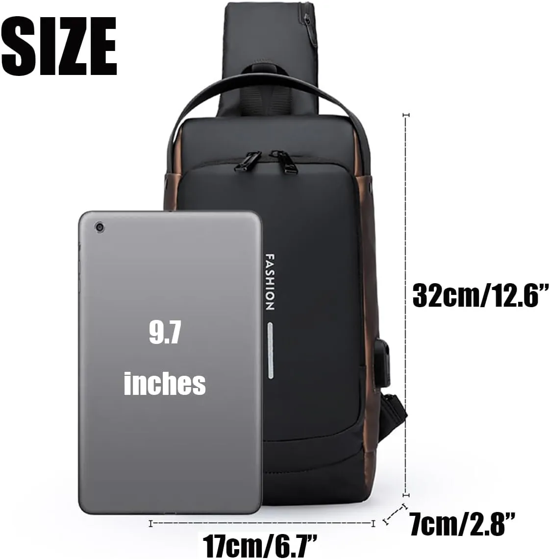 Leyweio Bag, Carbon Fiber Streamline Anti-Theft Sling Bag, Waterproof USB Charging Port Sport Shoulder Backpack Crossbody Chest (Black)