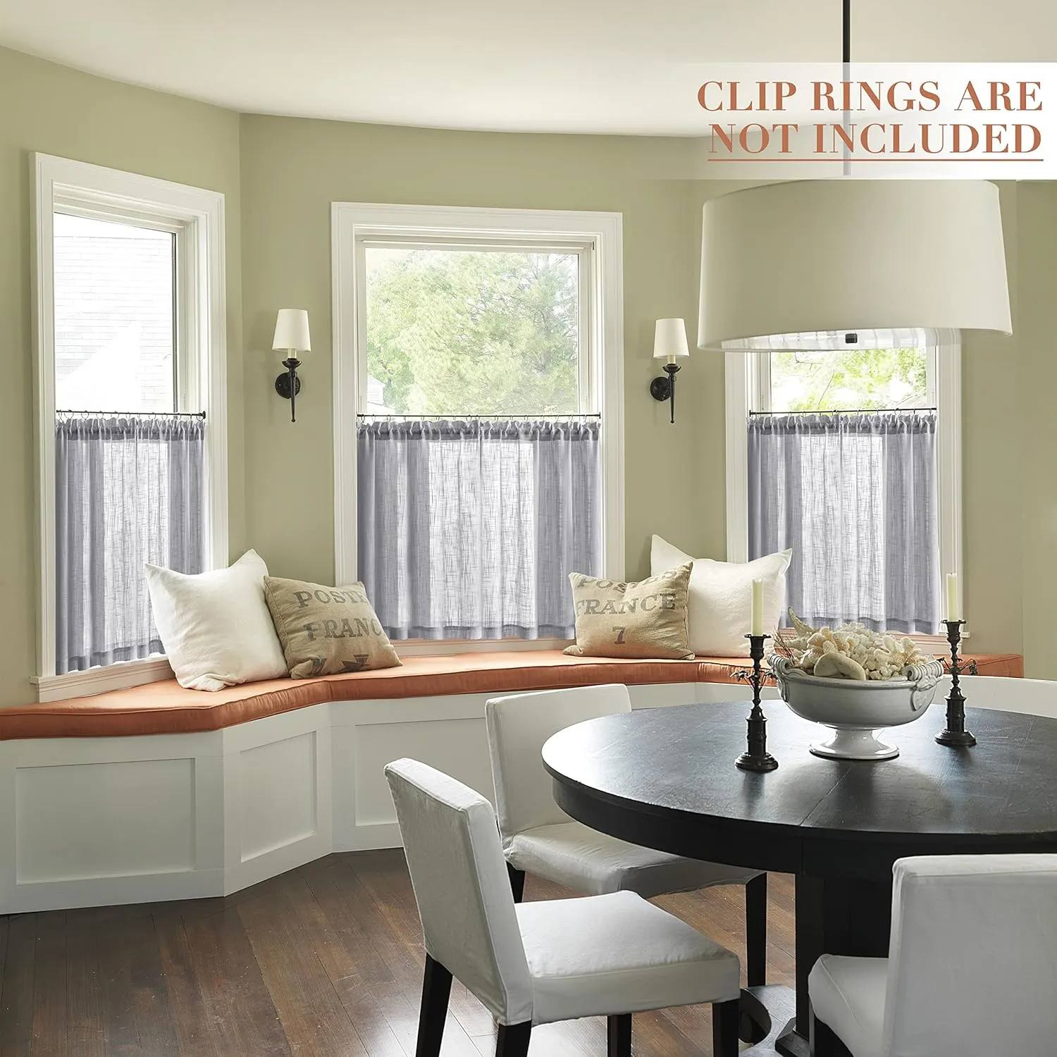 Light Grey Curtains for Bedroom 2 Panel Sets 30 Inch Length Valance Cafe Curtain Rod Pocket Tier Semi Sheer Linen Textured Polyester Short Curtains for Bathroom Small Window Gray Wide 25 In by 30L