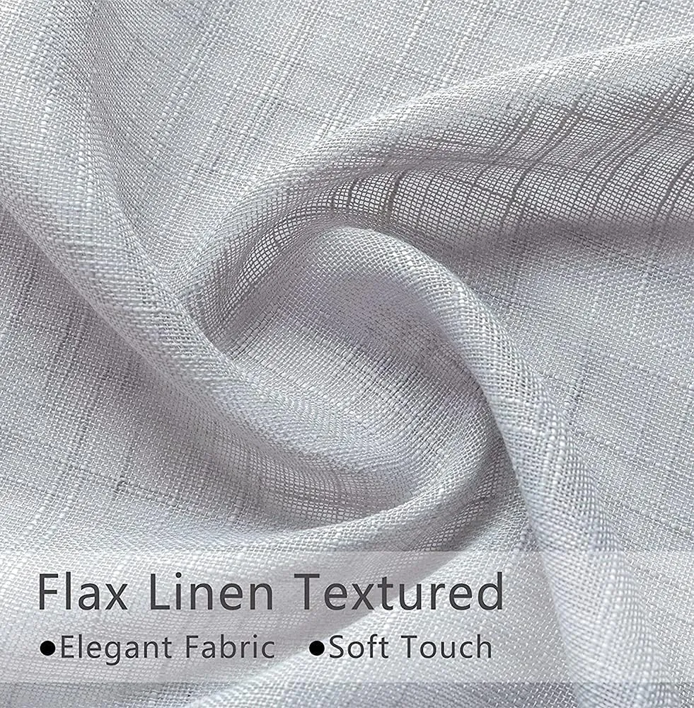 Light Grey Curtains for Bedroom 2 Panel Sets 30 Inch Length Valance Cafe Curtain Rod Pocket Tier Semi Sheer Linen Textured Polyester Short Curtains for Bathroom Small Window Gray Wide 25 In by 30L