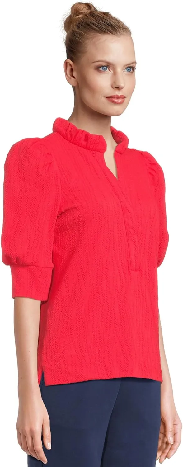 Lilly Pulitzer Women's Green Ruffle Collar Knit Top