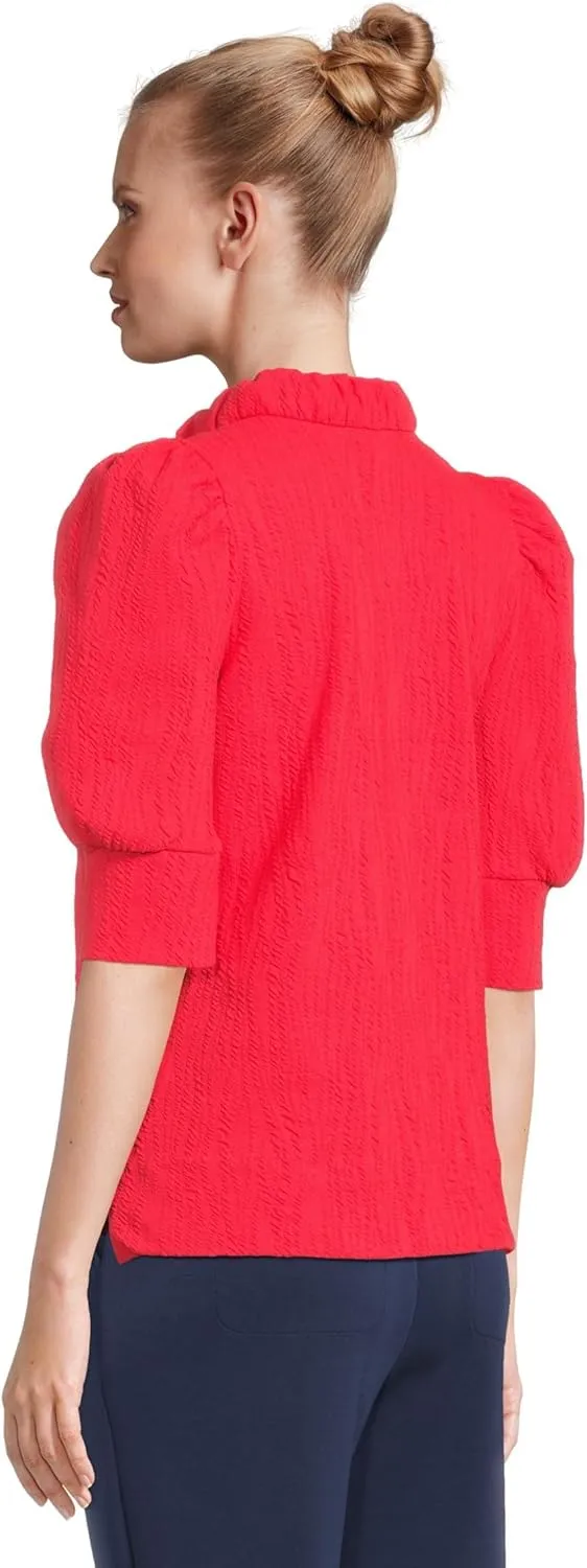Lilly Pulitzer Women's Green Ruffle Collar Knit Top