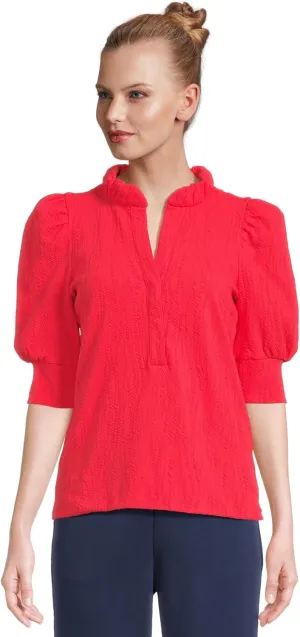 Lilly Pulitzer Women's Green Ruffle Collar Knit Top