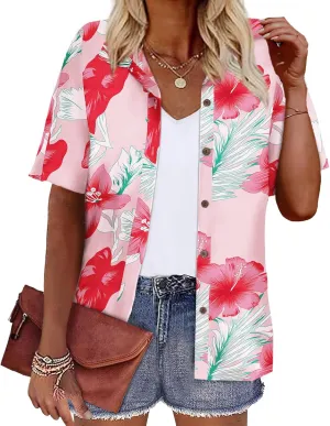 LILYCHIC Women's Hawaiian Shirts Coconut Button Summer Soft Button Down Shirts Short Sleeve