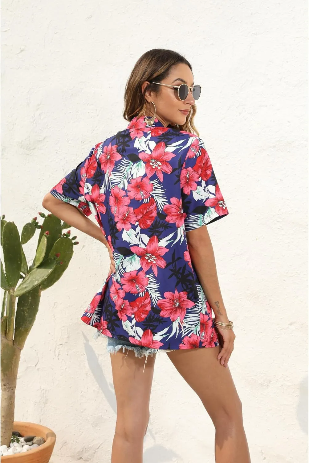 LILYCHIC Women's Hawaiian Shirts Coconut Button Summer Soft Button Down Shirts Short Sleeve