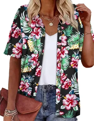 LILYCHIC Women's Hawaiian Shirts Coconut Button Summer Soft Button Down Shirts Short Sleeve
