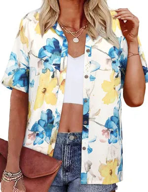 LILYCHIC Women's Hawaiian Shirts Coconut Button Summer Soft Button Down Shirts Short Sleeve
