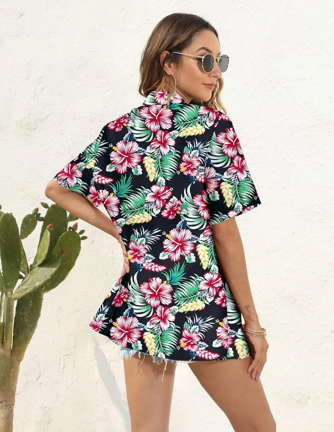 LILYCHIC Women's Hawaiian Shirts Coconut Button Summer Soft Button Down Shirts Short Sleeve