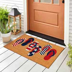 Liora Manne Natura Doormat Non-Slip Natural Fiber Outdoor Mat-Contemporary, Coastal, Beach, Transitional, Freedom Flops Natural 2' x 3'