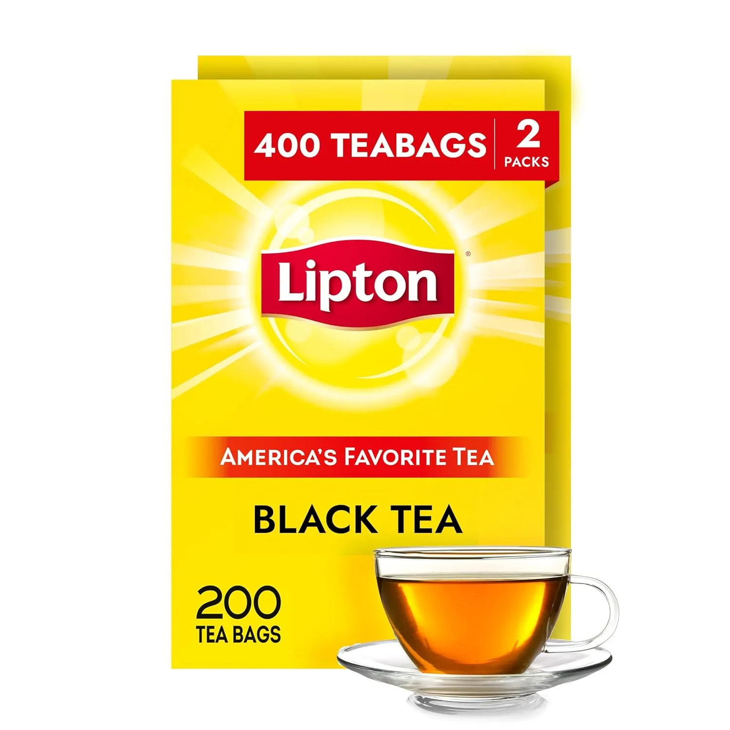 Lipton Black Tea Bags, Hot or Iced, Black tea with Caffeine, 400 Total Bags (200ct - Pack of 2)